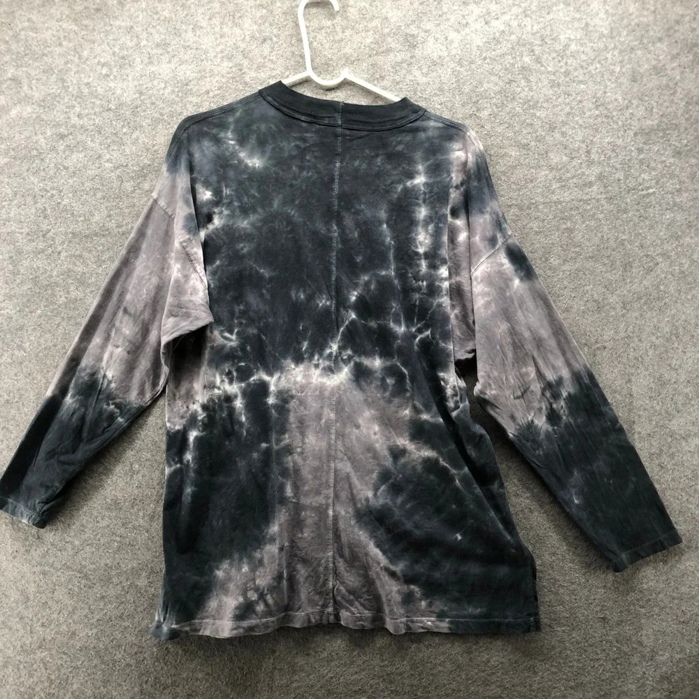 We The Free People Be Free Tie Dye Tee Womens S Long Sleeve Gray Oversized